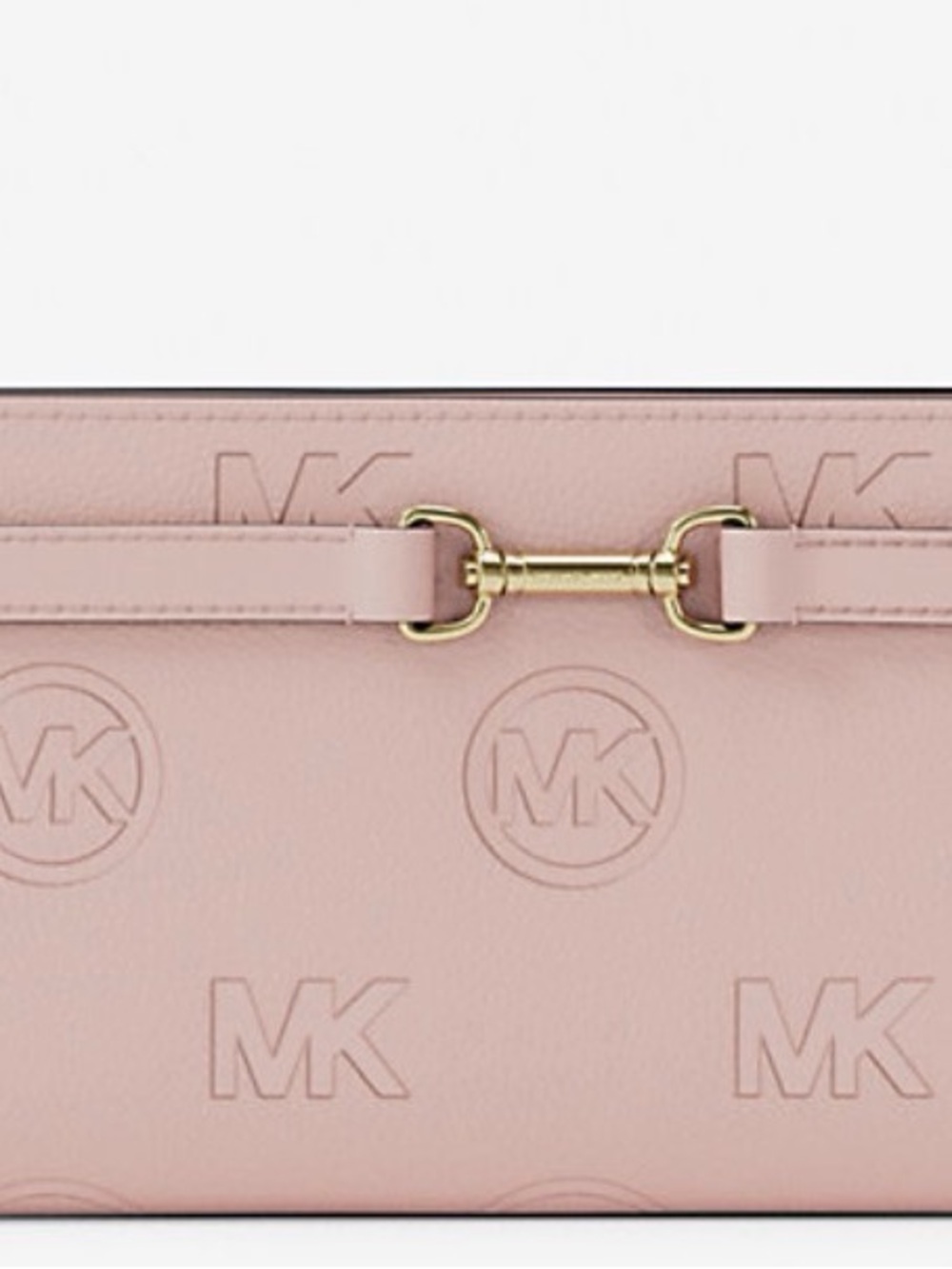 Michael Kors Pale Pink Embossed MK Wristlet with Gold Hardware